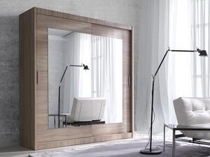 Šatní skříň s posuvnými dveřmi se zrcadlem ALFA - dub sonoma šířka 180 cm