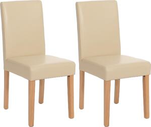 Sada 2 jídelních židlí Kuchyňská židle Littau kůže, krémová, světlé nohy