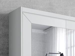 Šatní skříň s posuvnými dveřmi se zrcadlem ALFA - bílá šířka 180 cm