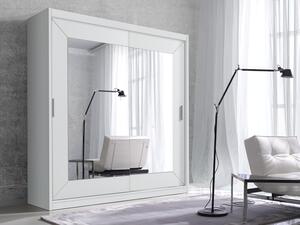 Šatní skříň s posuvnými dveřmi se zrcadlem ALFA - bílá šířka 200 cm