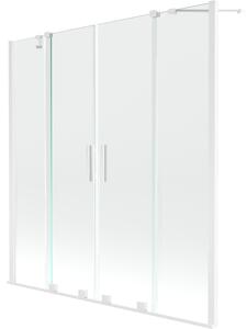 Mexen Velar Duo, 2-křídlová posuvná vanová zástěna 140 x 150 cm, 8mm čiré sklo, bílý profil, 896-140-000-02-20