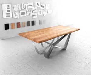 DELIFE Jídelní stůl Edge 200x100 XL akácie přírodní Spider plochá ocel nerezová ocel Live-Edge