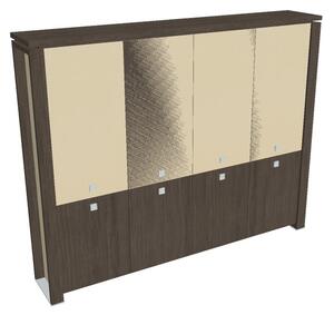 Vysoká skříň Verno+ S 260 x 46 x 210 cm, kombinované dveře, dub antracit / vanilka