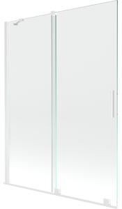 Mexen Velar, 2-křídlová posuvná vanová zástěna 130 x 150 cm, 8mm čiré sklo, bílý profil, 896-130-000-01-20