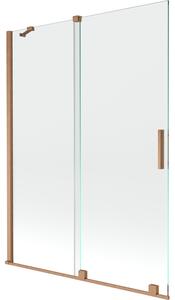 Mexen Velar, 2-křídlová posuvná vanová zástěna 130 x 150 cm, 8mm čiré sklo, měděná matná, 896-130-000-01-65