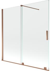 Mexen Velar, 2-křídlová posuvná vanová zástěna 160 x 150 cm, 8mm čiré sklo, růžové zlato, 896-160-000-01-60