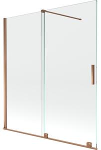 Mexen Velar, 2-křídlová posuvná vanová zástěna 150 x 150 cm, 8mm čiré sklo, růžové zlato, 896-150-000-01-60