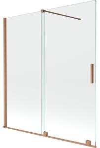Mexen Velar, 2-křídlová posuvná vanová zástěna 150 x 150 cm, 8mm čiré sklo, měděná matná, 896-150-000-01-65