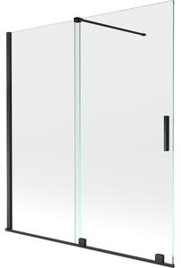 Mexen Velar, 2-křídlová posuvná vanová zástěna 150 x 150 cm, 8mm čiré sklo, černá matná, 896-150-000-01-70