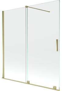 Mexen Velar, 2-křídlová posuvná vanová zástěna 150 x 150 cm, 8mm čiré sklo, zlatý lesklý profil, 896-150-000-01-50