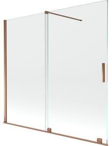 Mexen Velar, 2-křídlová posuvná vanová zástěna 170 x 150 cm, 8mm čiré sklo, růžové zlato, 896-170-000-01-60