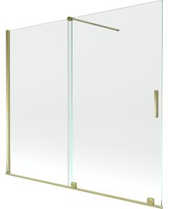 Mexen Velar, 2-křídlová posuvná vanová zástěna 180 x 150 cm, 8mm čiré sklo, zlatý lesklý profil, 896-180-000-01-50