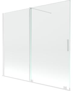 Mexen Velar, 2-křídlová posuvná vanová zástěna 180 x 150 cm, 8mm čiré sklo, bílý profil, 896-180-000-01-20