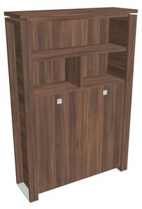 Vysoká šatní skříň Verno+ 140 x 46 x 210 cm, s regálem, ořech