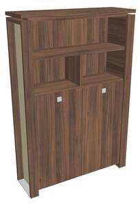 Vysoká šatní skříň Verno+ S 140 x 46 x 210 cm, s regálem, ořech / vanilka