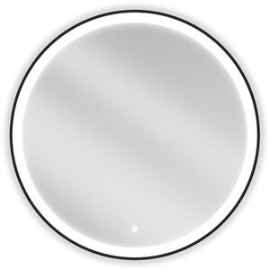 Mexen Esso, kulaté LED podsvícené koupelnové zrcadlo 80 cm, 6000K, topná podložka proti zamlžování, černý rám, 9825-080-080-611-70