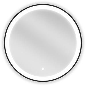Mexen Esso, kulaté LED podsvícené koupelnové zrcadlo 60 cm, 6000K, topná podložka proti zamlžování, černý rám, 9825-060-060-611-70