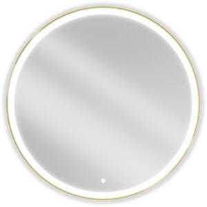 Mexen Esso, kulaté LED podsvícené koupelnové zrcadlo 100 cm, 6000K, topná podložka proti zamlžování, zlatý rám, 9825-100-100-611-50