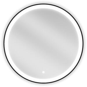 Mexen Esso, kulaté LED podsvícené koupelnové zrcadlo 70 cm, 6000K, topná podložka proti zamlžování, černý rám, 9825-070-070-611-70