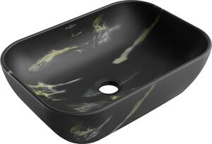 Mexen Rita, umyvadlo na desku 455x325x135 mm, černá-imitace černého kamene, 21084588