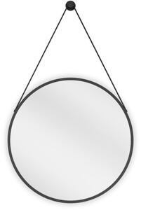 Mexen String, kulaté koupelnové zrcadlo na pásku 50 cm, barva rámu černá matná, 9854-050-050-000-70