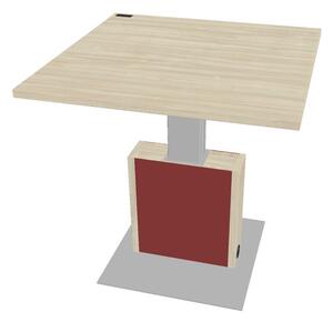 Výškově nastavitelný jednací stůl Verno+ S 120 x 120 cm, akát / červená