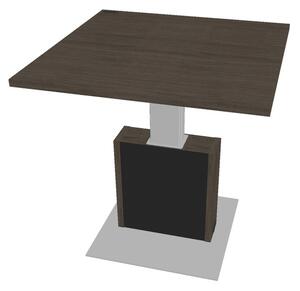 Výškově nastavitelný jednací stůl Verno+ S 120 x 120 cm, dub antracit / černá