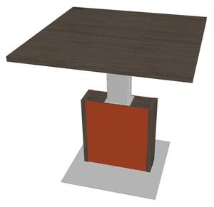 Výškově nastavitelný jednací stůl Verno+ S 120 x 120 cm, dub antracit / oranžová