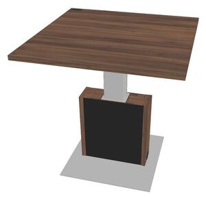 Výškově nastavitelný jednací stůl Verno+ S 120 x 120 cm, ořech / černá
