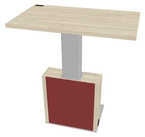 Výškově nastavitelný jednací stůl Verno+ S 120 x 70 cm, akát / červená