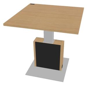 Výškově nastavitelný jednací stůl Verno+ S 120 x 120 cm, dub světlý / černá