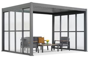 Lagos 3x4 volně stojící terasová pergola s dveřmi na dvou stranách 4m a na jedné straně 3m Garden Point antracitová
