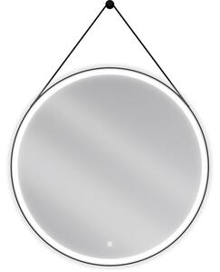 Mexen Reni koupelnové podsvícené zrcadlo, kulaté 90 cm, LED 6000K, protizamlžení, černý rám - 9812-090-090-611-70
