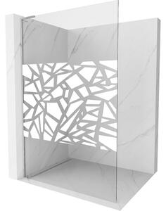Mexen Kioto L, sprchová zástěna Walk-In 70 x 200 cm, 8mm čiré sklo bílý vzor, ​​chromový profil, 800-070-103-01-85