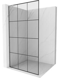 Mexen Kioto L, sprchová zástěna Walk-In 100 x 200 cm, 8mm čiré sklo černý vzor, ​​chromový profil, 800-100-103-01-77