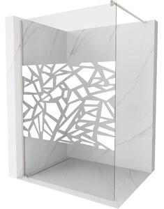 Mexen Kioto, sprchová zástěna Walk-In 70 x 200 cm, 8mm čiré sklo bílý vzor, ​​broušená ocel profil, 800-070-101-97-85