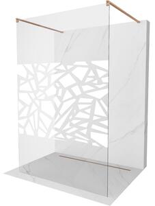 Mexen Kioto, sprchová zástěna Walk-In 100 x 200 cm, 8mm čiré sklo bílý vzor, ​​měděný matný profil, 800-100-002-65-85