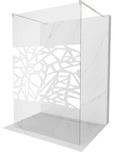 Mexen Kioto, sprchová zástěna Walk-In 110 x 200 cm, 8mm čiré sklo bílý vzor, ​​broušená ocel profil, 800-110-002-97-85