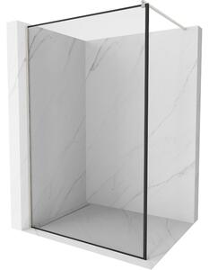 Mexen Kioto, sprchová zástěna Walk-In 50 x 200 cm, 8mm čiré sklo černý vzor, ​​broušená ocel profil, 800-050-101-97-70