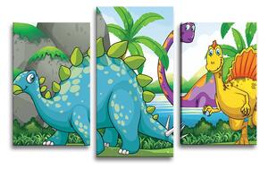 Sablio Obraz - 3-dílný Dinosauři 3 - 75x50 cm