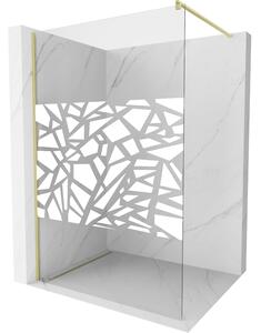 Mexen Kioto, sprchová zástěna Walk-In 70 x 200 cm, 8mm čiré sklo bílý vzor, ​​zlatý matný profil, 800-070-101-55-85