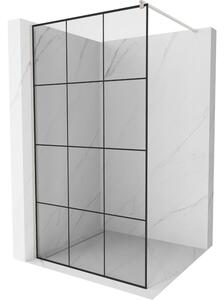 Mexen Kioto, sprchová zástěna Walk-In 100 x 200 cm, 8mm čiré sklo černý vzor, ​​broušená ocel profil, 800-100-101-97-77