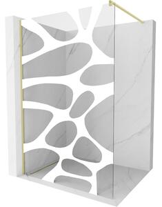 Mexen Kioto, sprchová zástěna Walk-In 70 x 200 cm, 8mm čiré sklo bílý vzor, ​​zlatý matný profil, 800-070-101-55-97