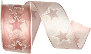 Vánoční stuha organzová ORGANDY STARDUST PINK růžová 40mm x 3m (12,-Kč/m)