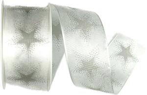 Vánoční stuha organzová ORGANDY STARDUST SILVER stříbrná 40mm x 3m (12,-Kč/m)