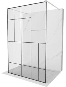 Mexen Kioto, sprchová zástěna Walk-In 100 x 200 cm, 8mm sklo černý vzor, ​​broušená ocel profil, 800-100-002-97-78