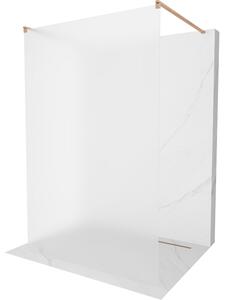 Mexen Kioto, sprchová zástěna Walk-In 130 x 200 cm, 8mm sklo námraza, měděný matný profil, 800-130-002-65-30