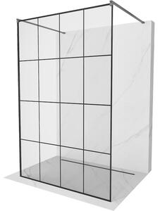 Mexen Kioto, sprchová zástěna Walk-In 130 x 200 cm, 8mm čiré sklo černý vzor, ​​grafitový profil, 800-130-002-95-77