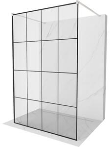 Mexen Kioto, sprchová zástěna Walk-In 130 x 200 cm, 8mm sklo černý vzor, ​​broušená ocel profil, 800-130-002-97-77