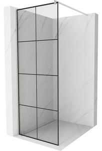 Mexen Kioto, sprchová zástěna Walk-In 80 x 200 cm, 8mm čiré sklo černý vzor, ​​broušená ocel profil, 800-080-101-97-77